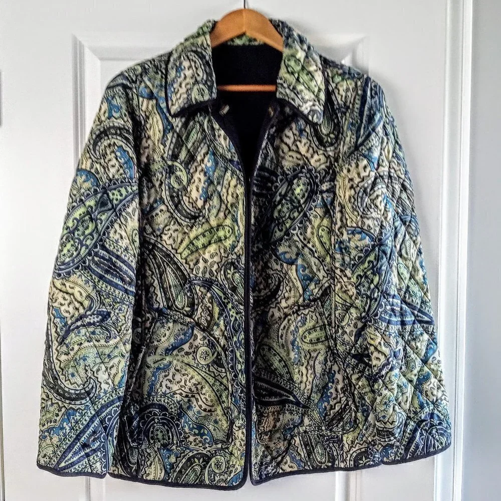 Blassport Blue Paisley Quilted Reversible Jacket